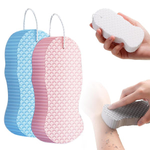 Genérico esponja exfoliante mágica, dos unidades, piel suave al tacto.