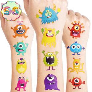 Tatuaje temporal de monstruo genérico para decoración de fiestas infantiles.