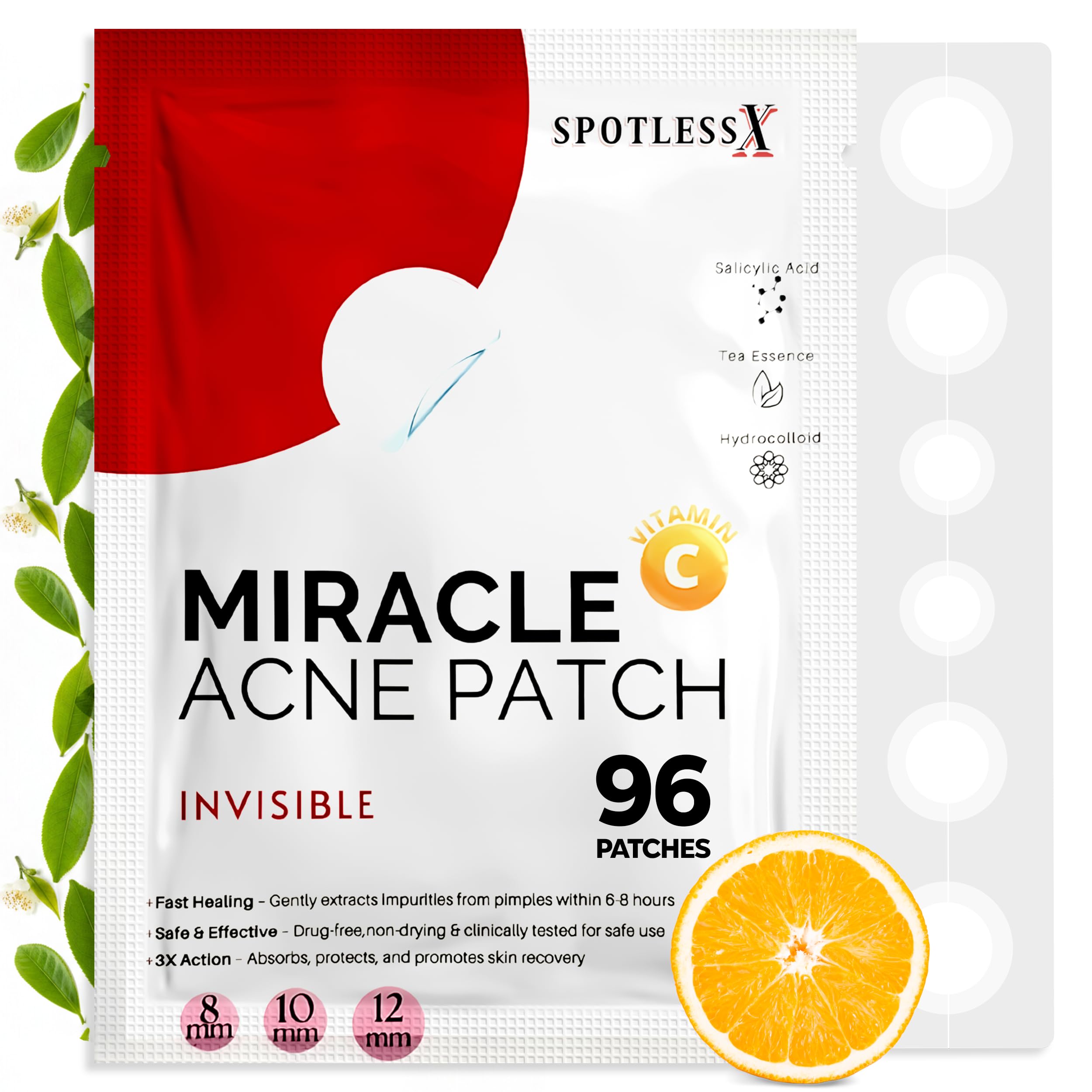 Genérico parche espinilla oculto 8mm para brotes pequeños, cobertura discreta.