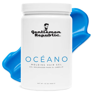 Gel Oceano de Gentlemen Republic, botella, fijación firme para un peinado duradero.