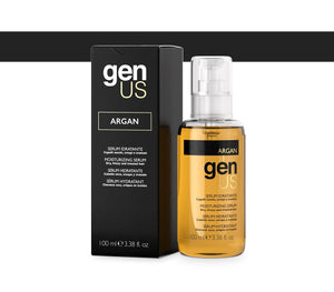 Genus Suero Hidratante de Argán y Linaza, botella para hidratación profunda del cabello