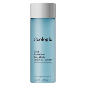 Geologie Moab Superclean: botella visible, limpieza suave que deja la piel fresca.