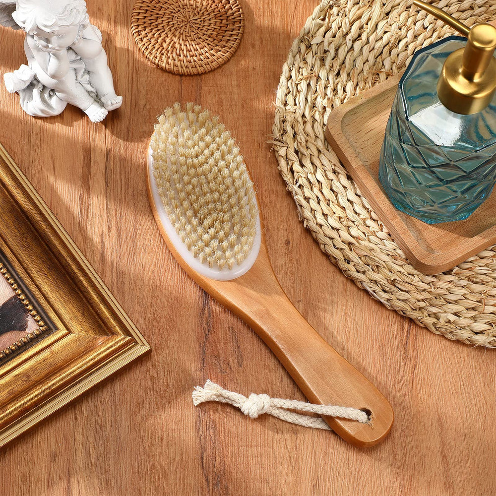 Detalle de cerdas naturales Gerrii para exfoliar piel muerta con suavidad.