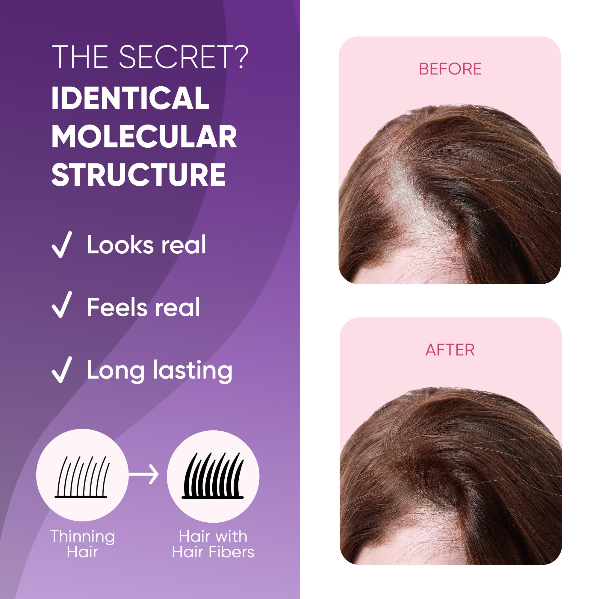GBG fibras capilares mezcladas en el cabello para acabado suave y volumen.