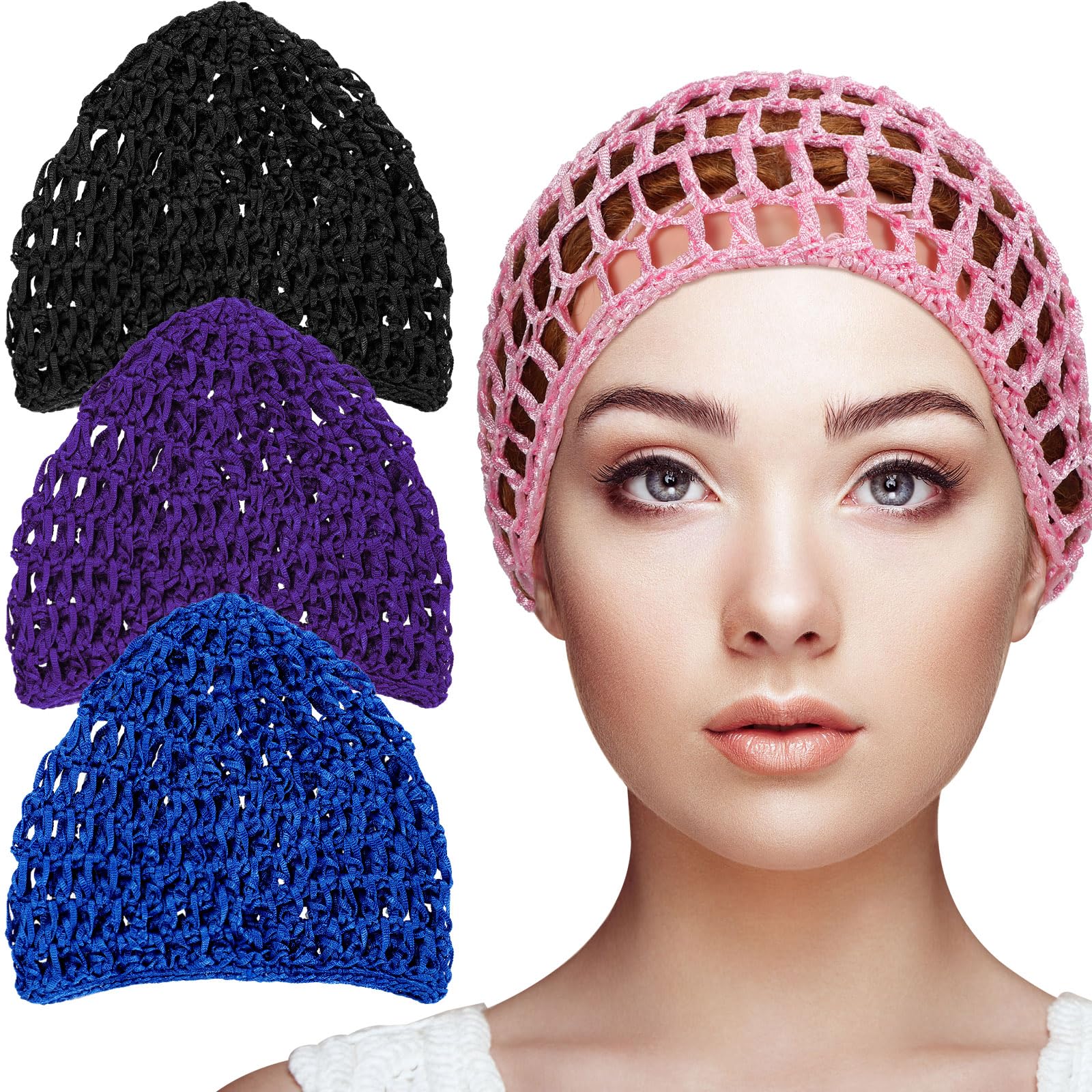 Geyoga snood de malla rosa, cómodo para dormir y mantener el cabello recogido.