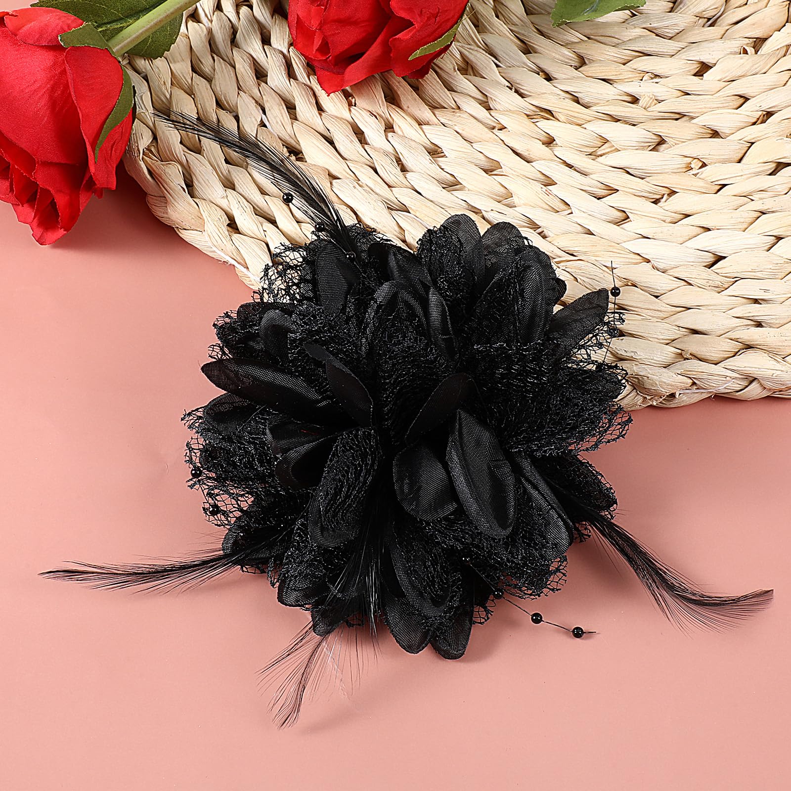 Giantree accesorio para festividades flor negra: embellece outfits elegantes.