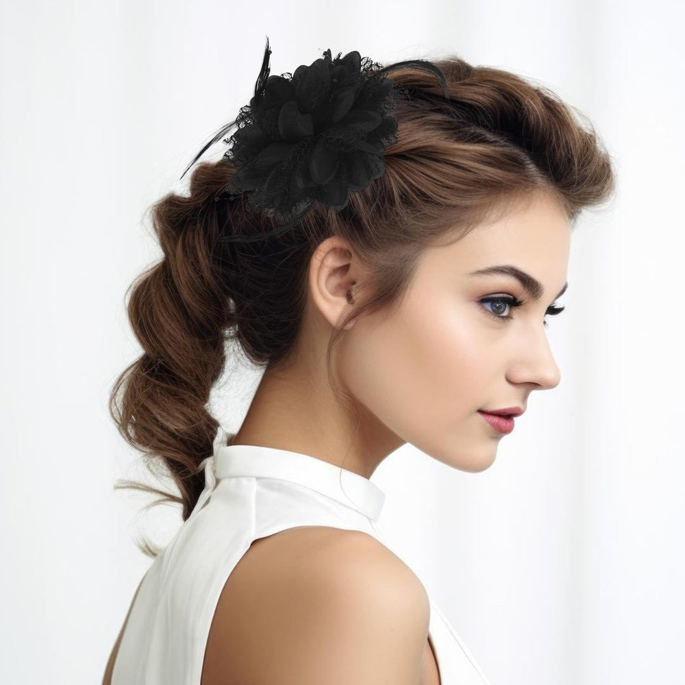 Giantree clip flor para bodas negro: complemento perfecto para look nupcial.
