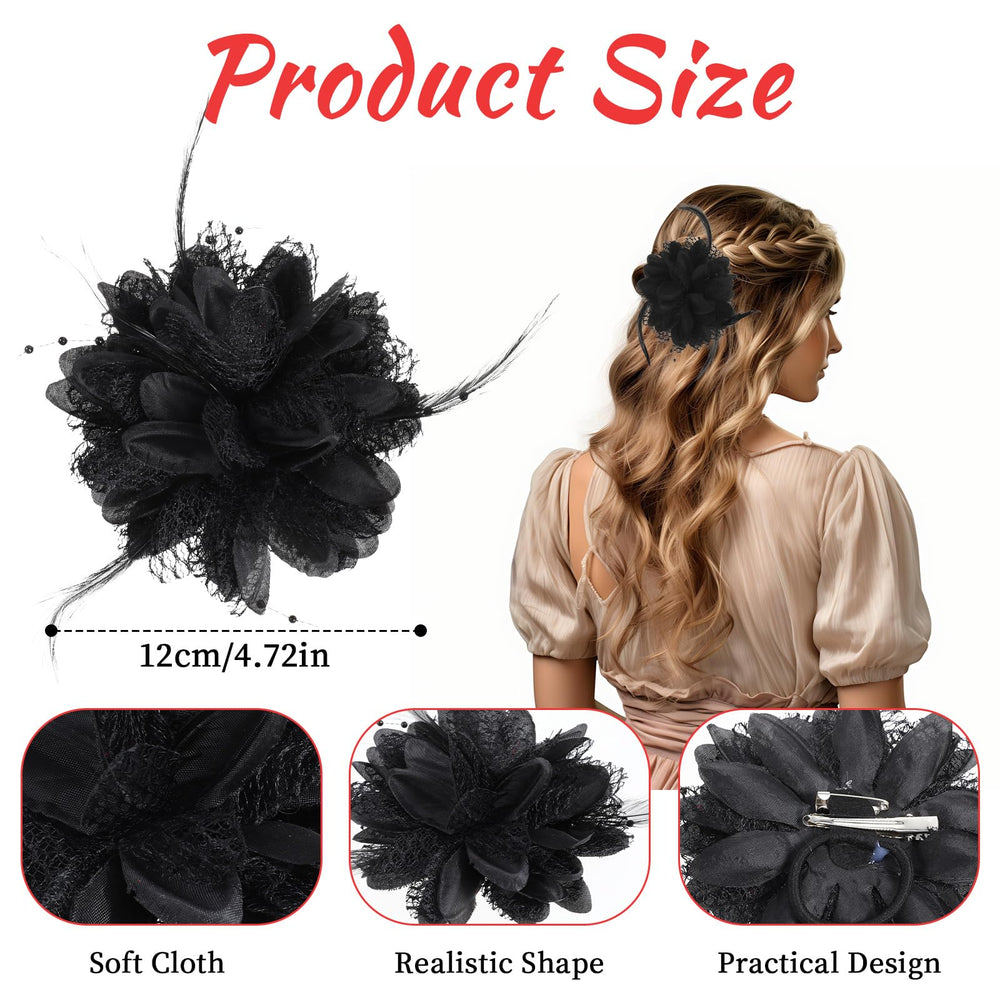 Giantree plumas flor negra cabello: añade textura al peinado.