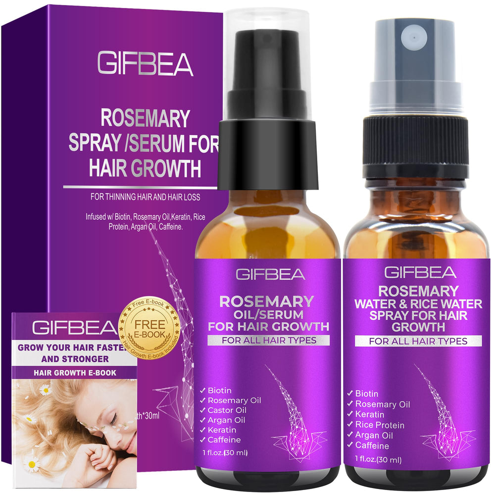 GIFBEA aceite crecimiento pelo de romero para fortalecimiento y brillo.