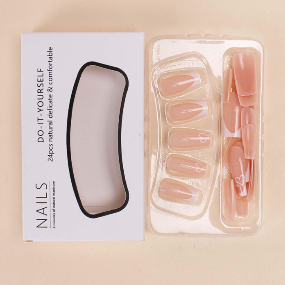 Gifiky paquete de 24 uñas falsas con lima y gel translúcido para aplicación fácil.