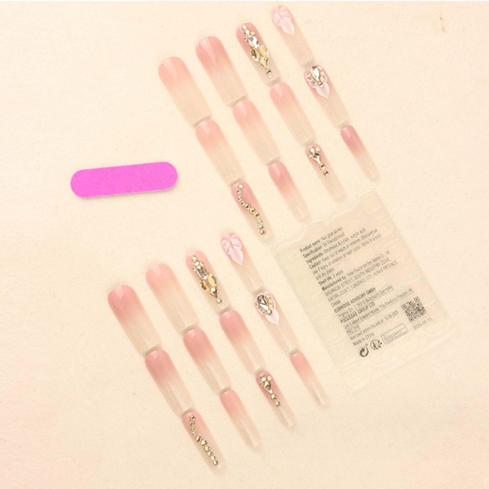 Uñas falsas nude con borde francés suave Gifiky para look natural
