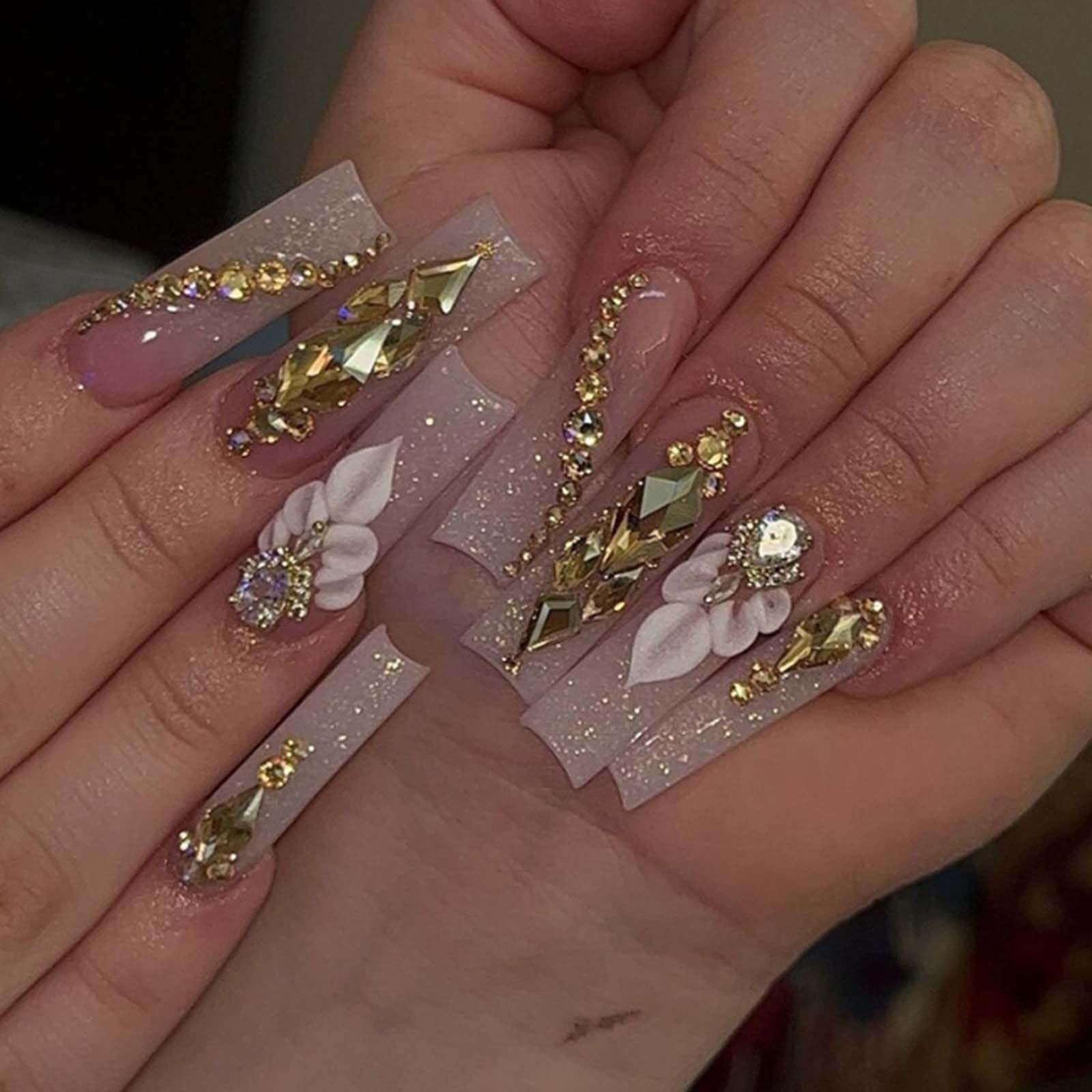 Uñas Gifiky press-on gradiente nude en formato cuadrado, ideal para uso diario