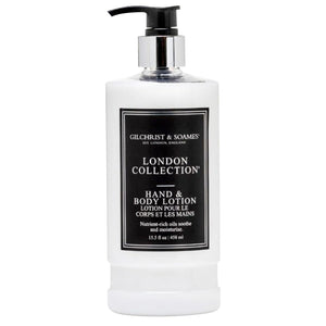 Loción Gilchrist & Soames London con bomba para hidratación diaria de manos.