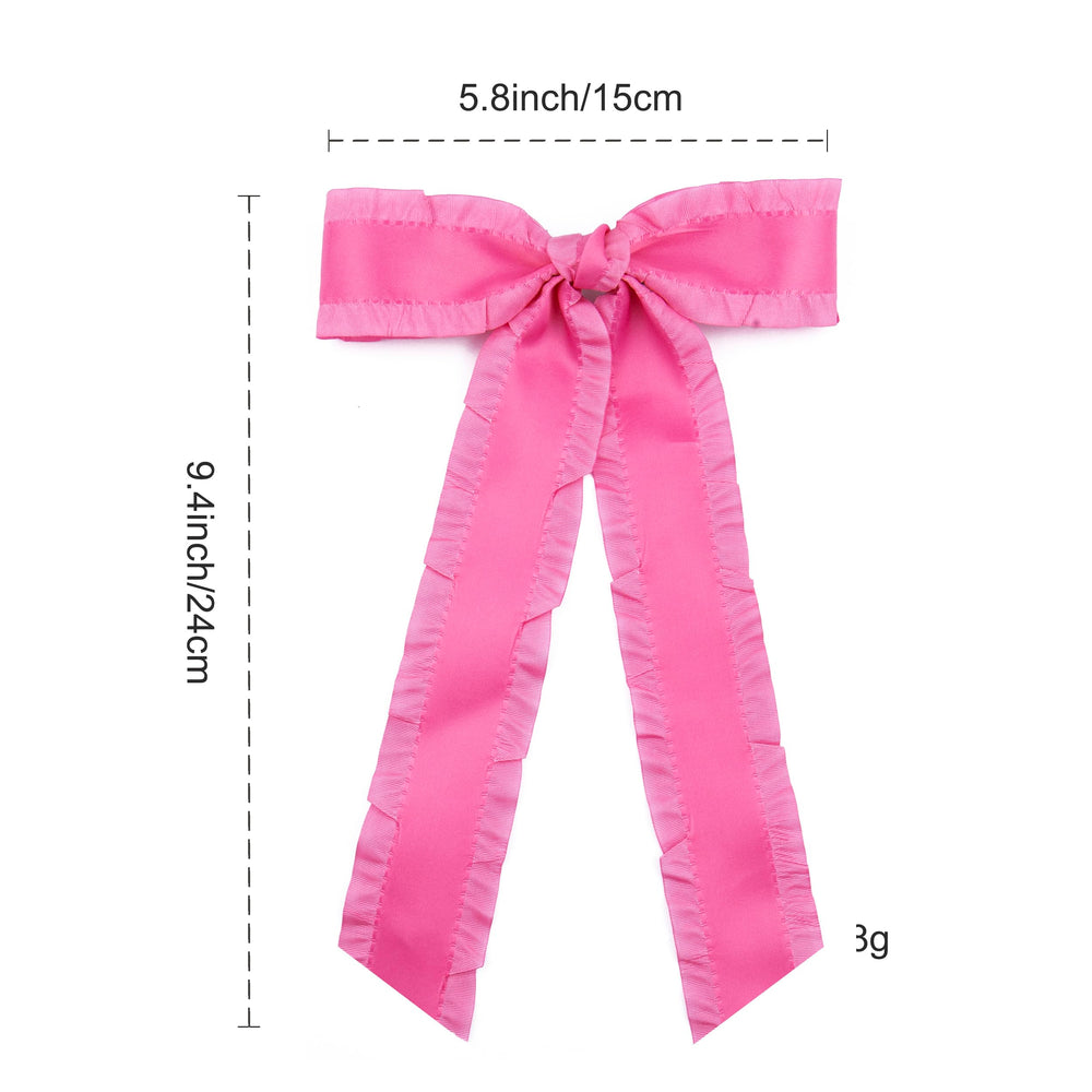 Lazo GiLi de satén rosa con borde ruflado, perfecto para looks elegantes.