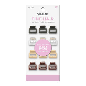 GIMME Beauty Mini Clip Cuadrado para flequillos, agarre firme para cabello fino.