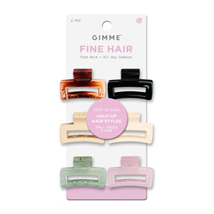 Pinza garra rectangular mini de GIMME para cabello fino con sujeción suave