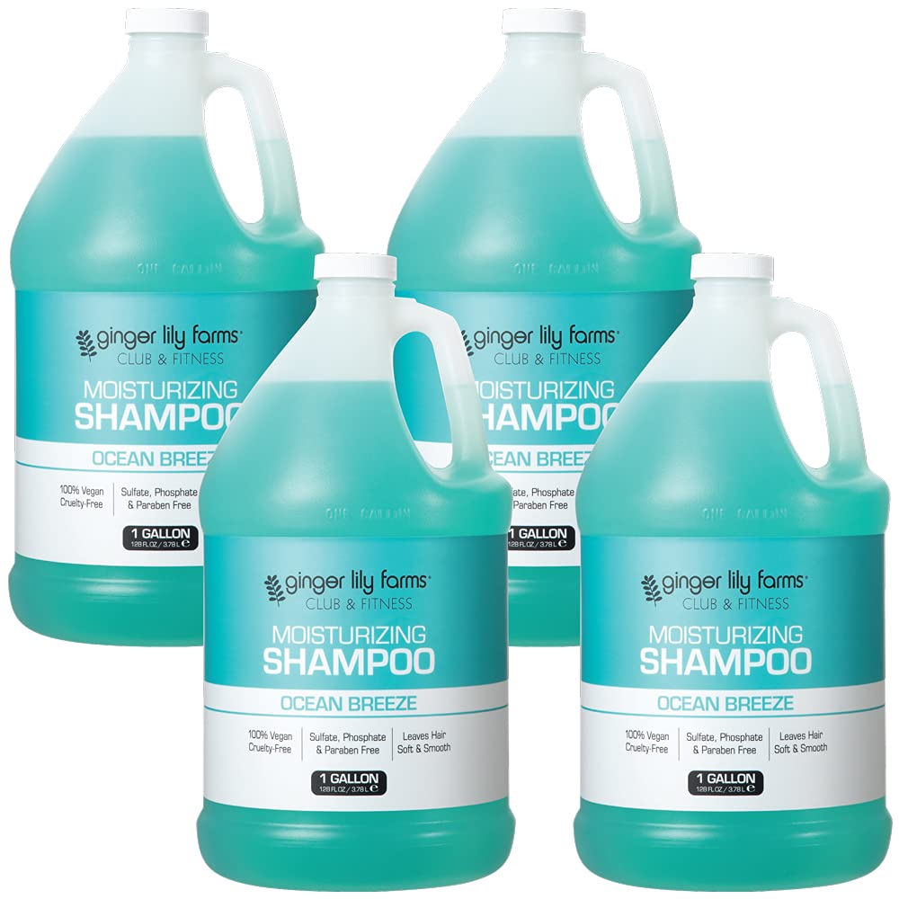 Champú hidratante Ginger Lily Farms, botella de 1 galón, cabello suave y brillante.