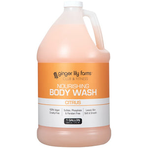 Ginger Lily Farms: ducha cuerpo nutritiva, botella visible, piel suave tras cada uso.