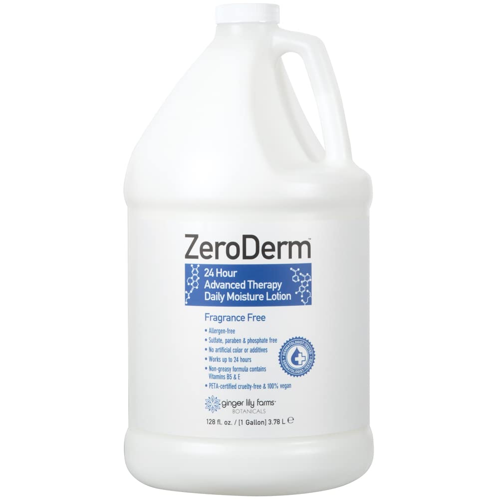Ginger Lily Farms ZeroDerm botella vertiendo hidratación rápida para piel sensible