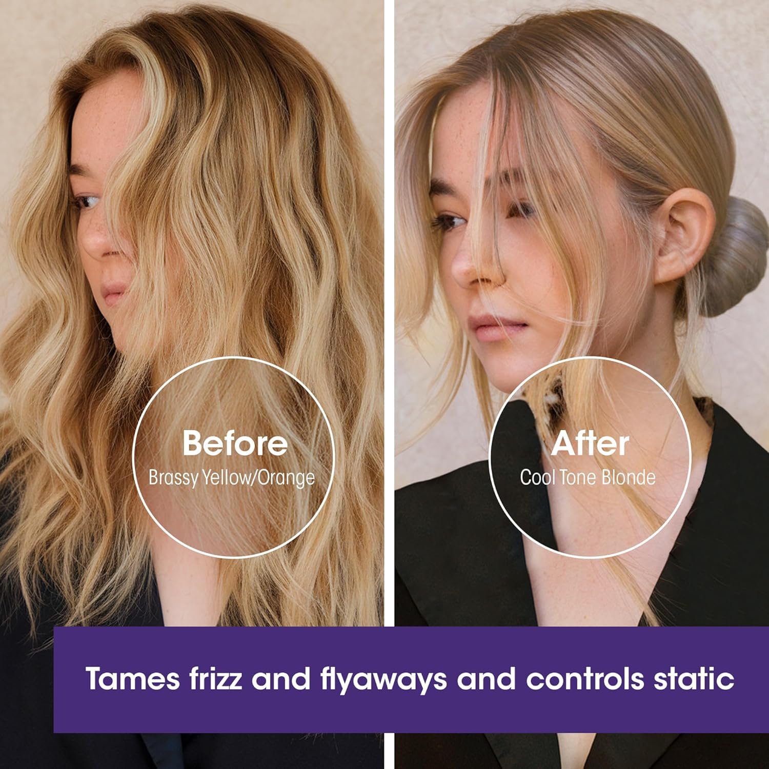GIOVANNI Color Chic Mousse Purpura, cabello suave y sin frizz tras peinado.