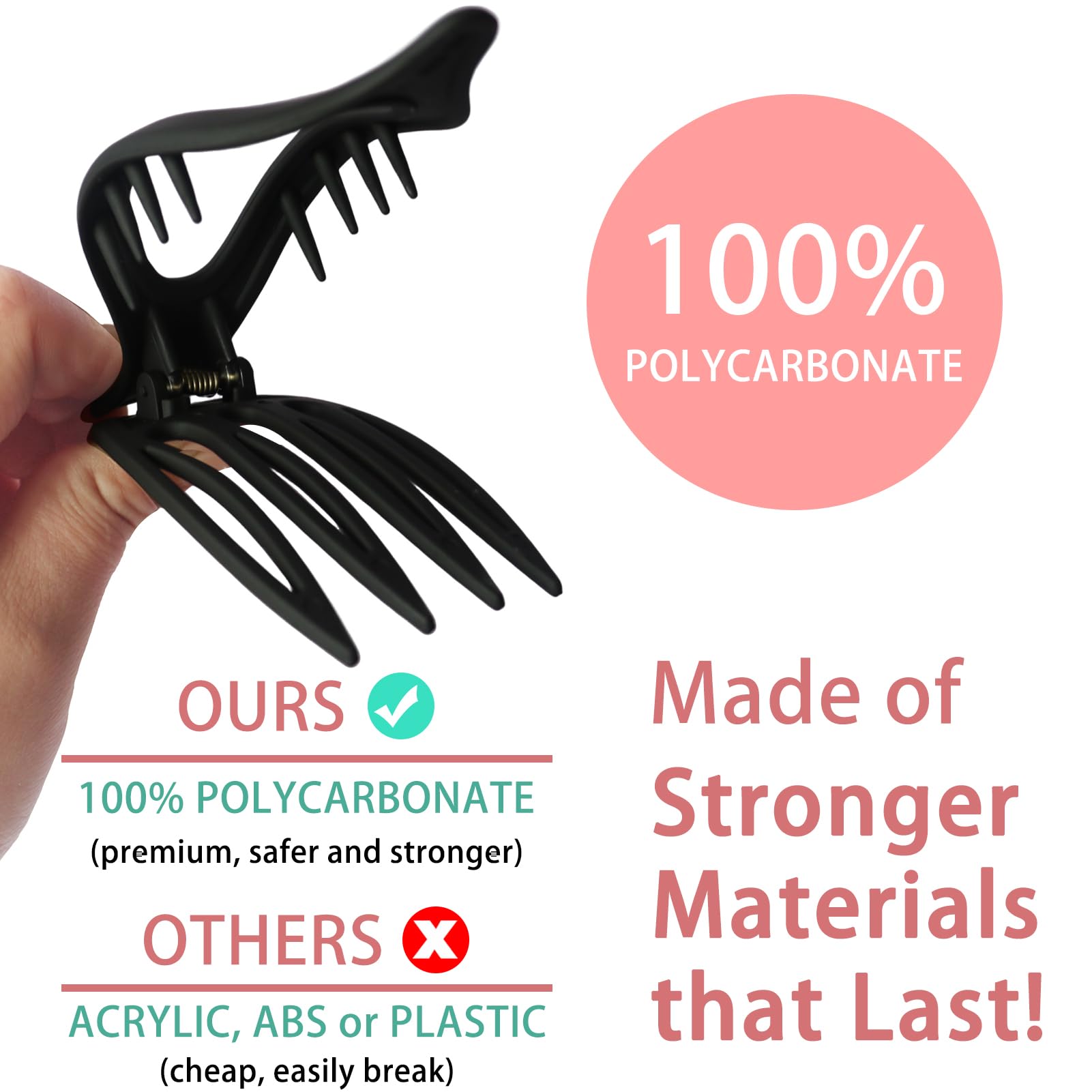 GKETN pinzas de cabello 100% policarbonato resistentes para uso diario