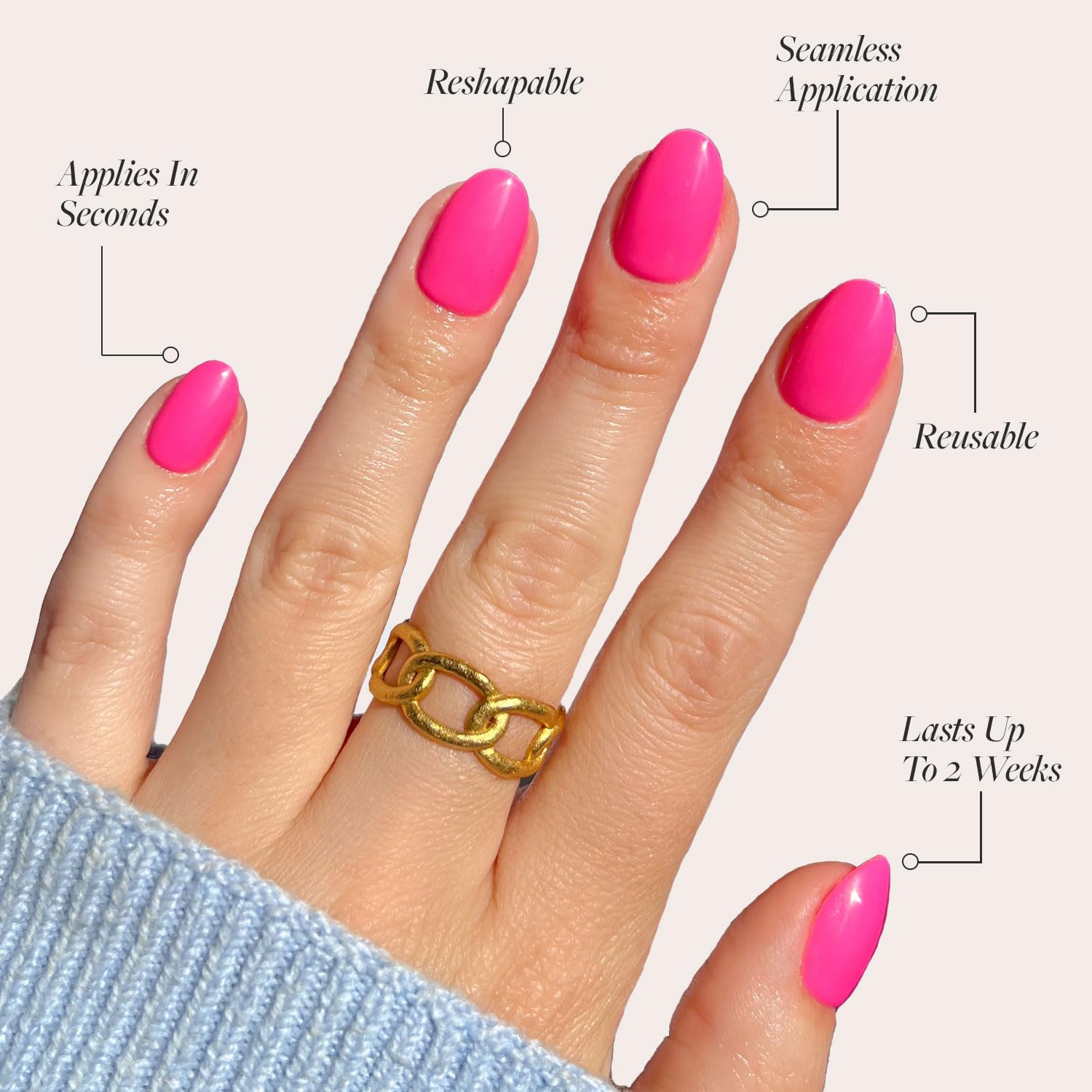 Glamnetic adhesivo para uñas, aplicación limpia y sujeción duradera.