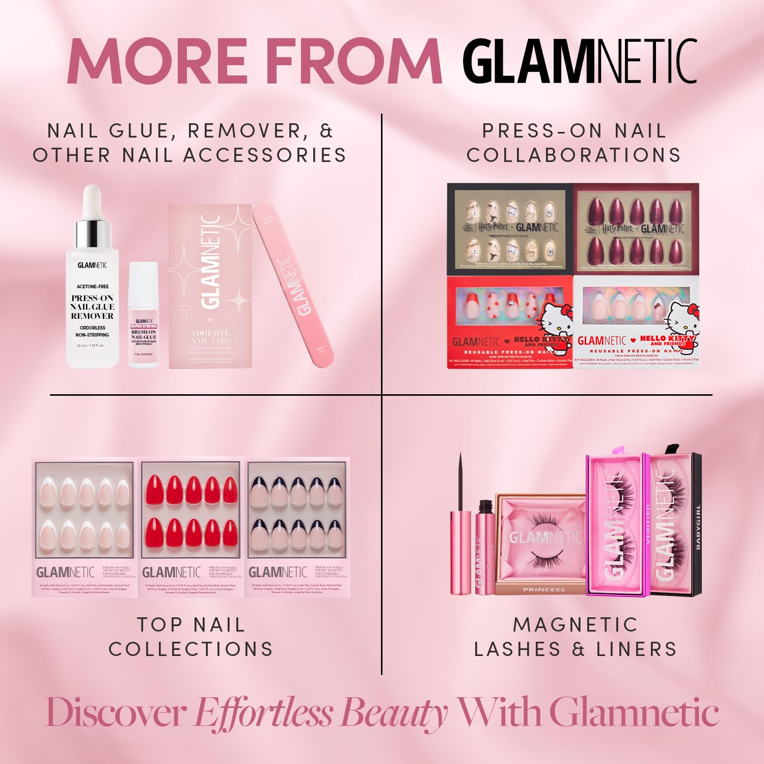 Glamnetic almacenamiento y accesorios: organización práctica para uñas postizas.