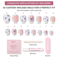 Glamnetic Blue A Kiss, 30 uñas en 15 tallas para ajuste personalizado