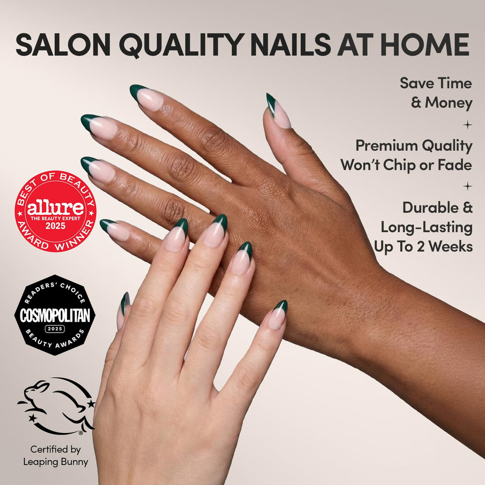 Glamnetic Château: uñas con punta francesa verde oscuro para sofisticación