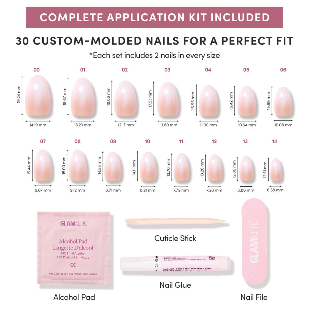 Glamnetic Crystal Glaze includes glue, file, and tools for at-home manicure