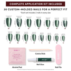 Glamnetic kit de 30 uñas con caja de almacenamiento incluido para organización.