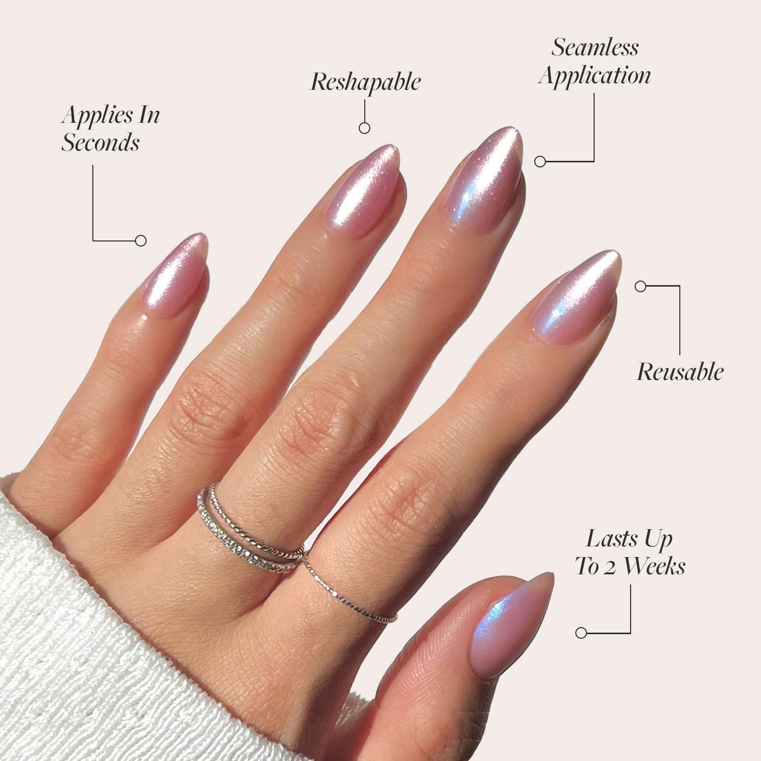 Glamnetic Seaspell pegamento incluido, instalación rápida y segura