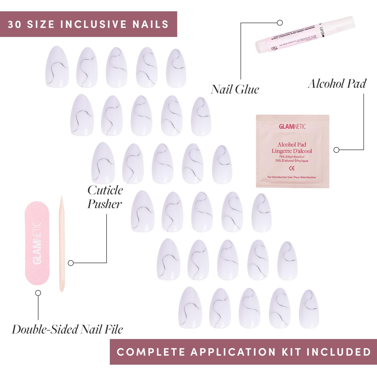 Glamnetic Silent Night: pegamento incluido para fijación rápida y duradera.