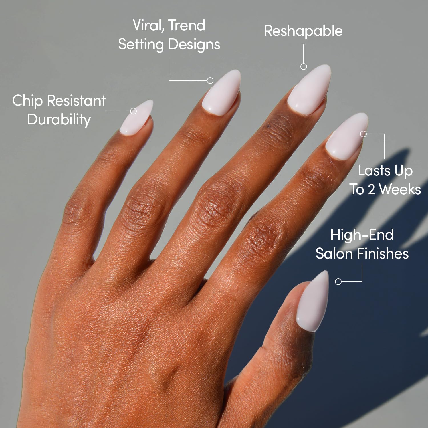 Glamnetic Sugar Doll estuche de almacenamiento con 30 uñas y tallas.