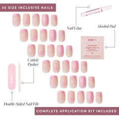 Glamnetic Uñas cortas cuadradas, manicura elegante y práctica para diario.