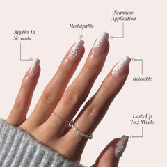 Uñas Glamnetic en forma ataúd mediana para estilo elegante diario.