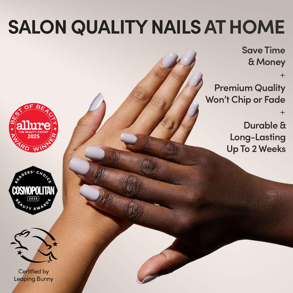 Glamnetic uñas opacas lila gris claro para estilo suave y versátil.