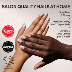 Glamnetic uñas opacas lila gris claro para estilo suave y versátil.