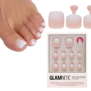 Glamnetic uñas postizas en degradado crema a blanco con brillo para un look elegante