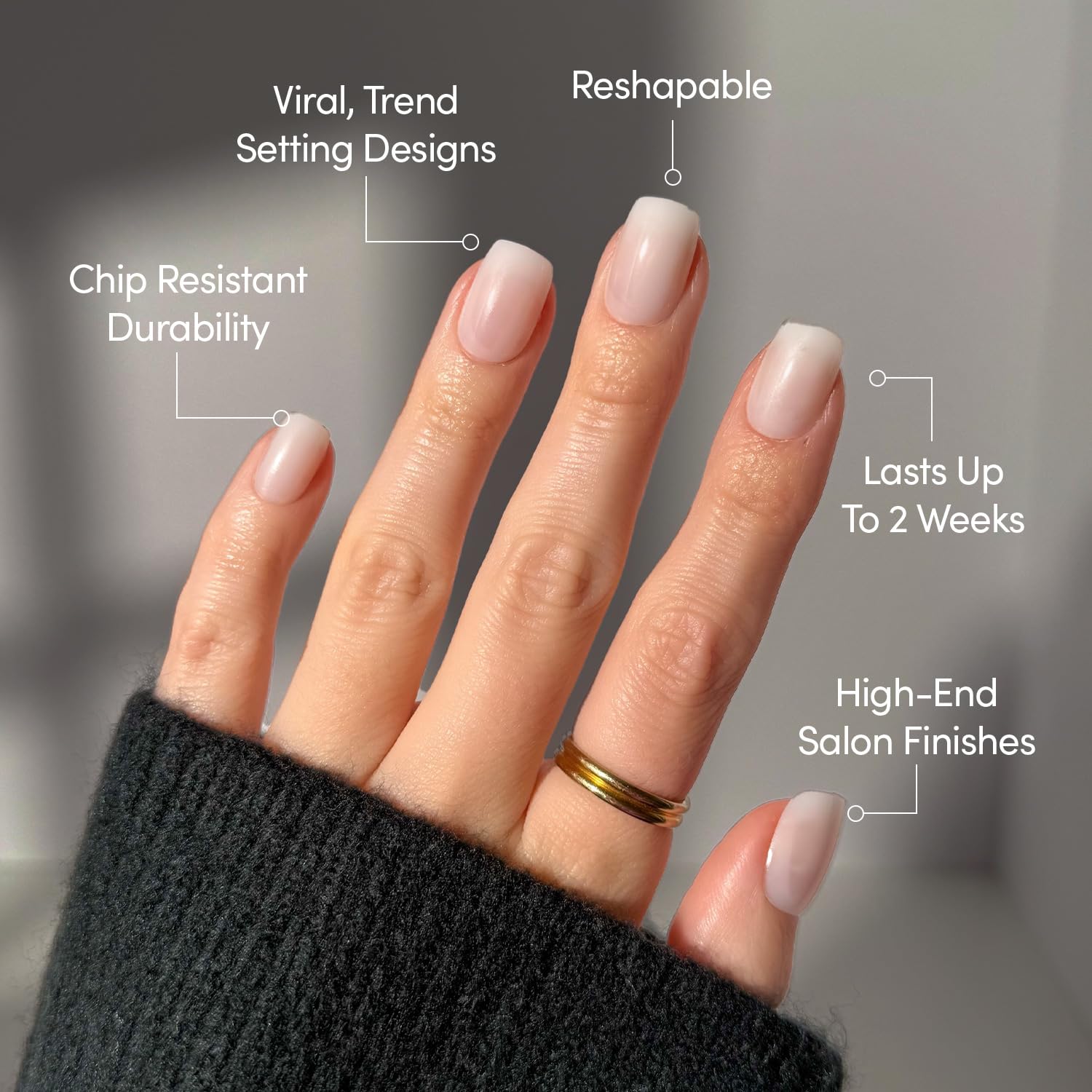 Glamnetic Uñas postizas con estuche y adhesivo para aplicación sencilla.
