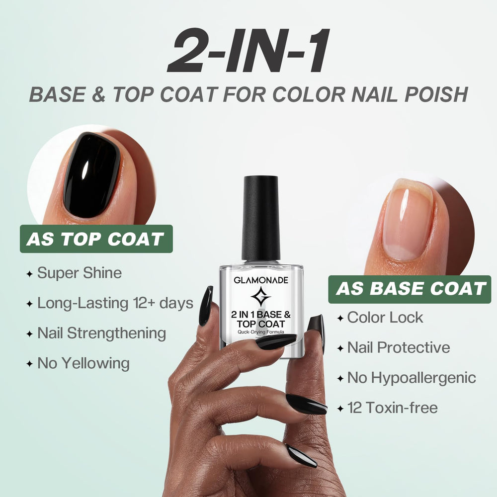 Glamonade Base: protección de color y acabado brillante para uñas duraderas.