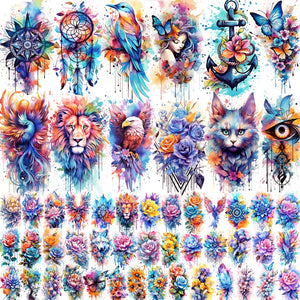 Glaryyears tatuajes temporales acuarela con variedad de diseños para fiestas