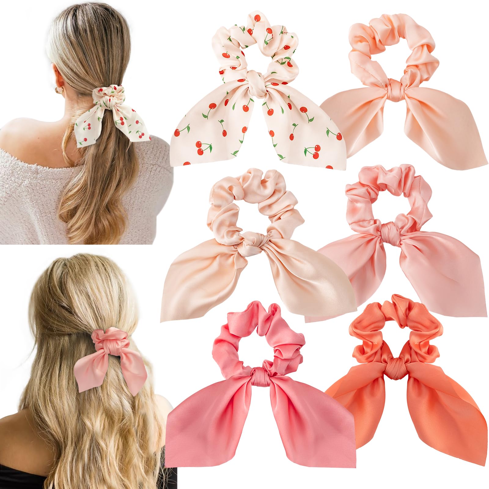 Glaudmeiss scrunchies seda lazo anudado para peinados fáciles y cómodos.