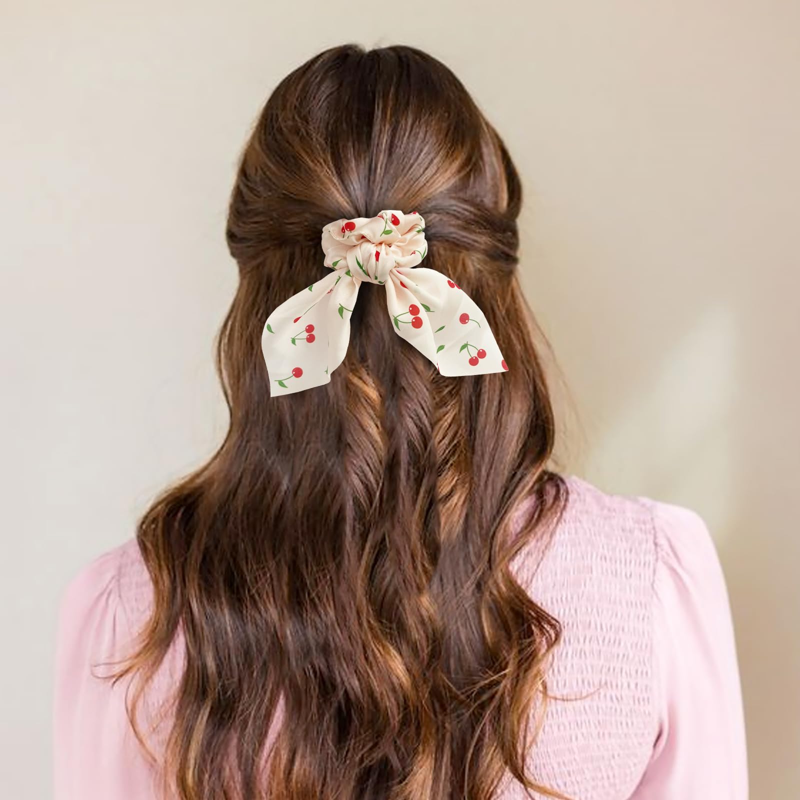 Glaudmeiss scrunchies seda lazo anudado, combina con cualquier atuendo.