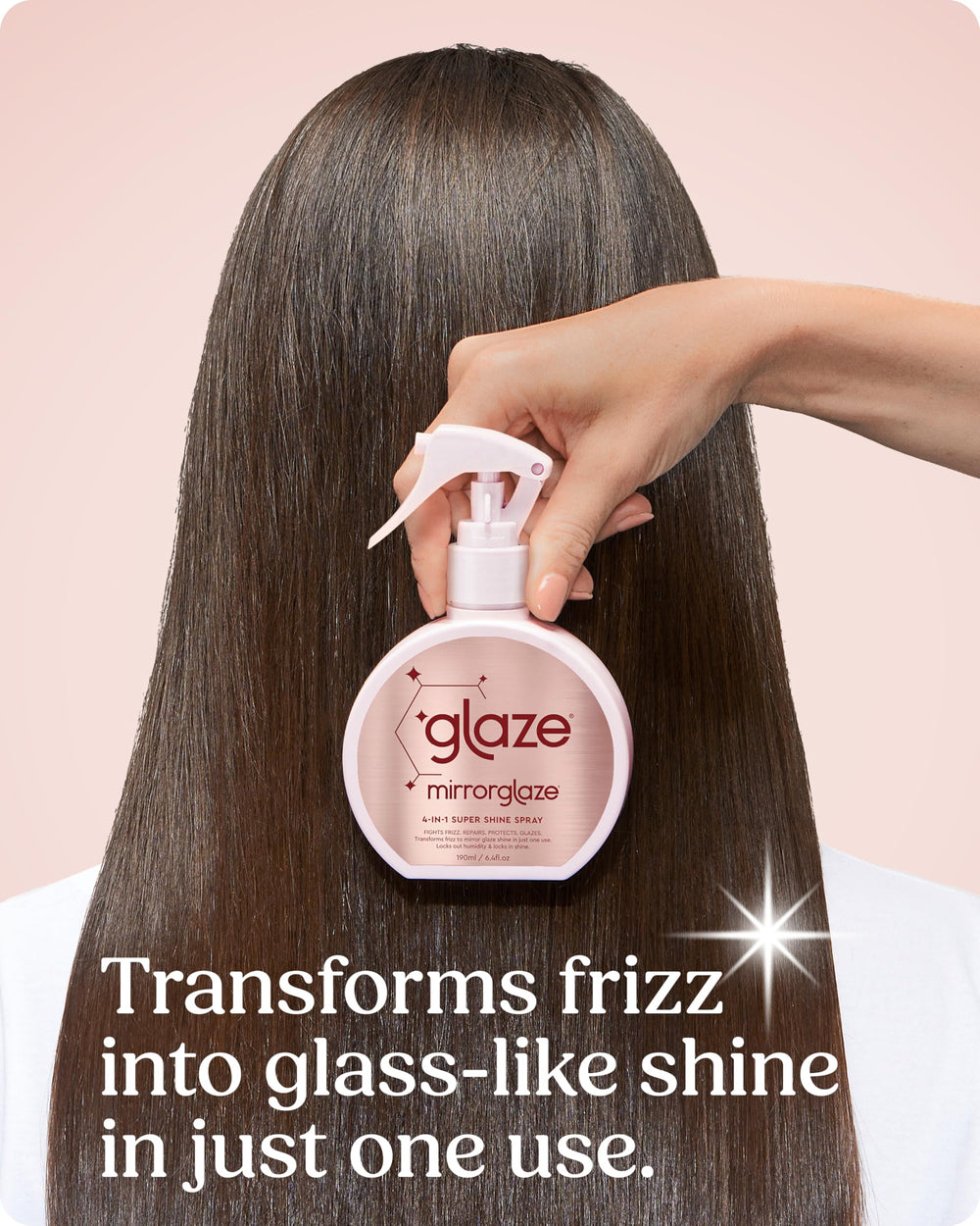 Glaze MirrorGlaze reparación de enlaces fortalece el cabello y reduce quiebes visibles.