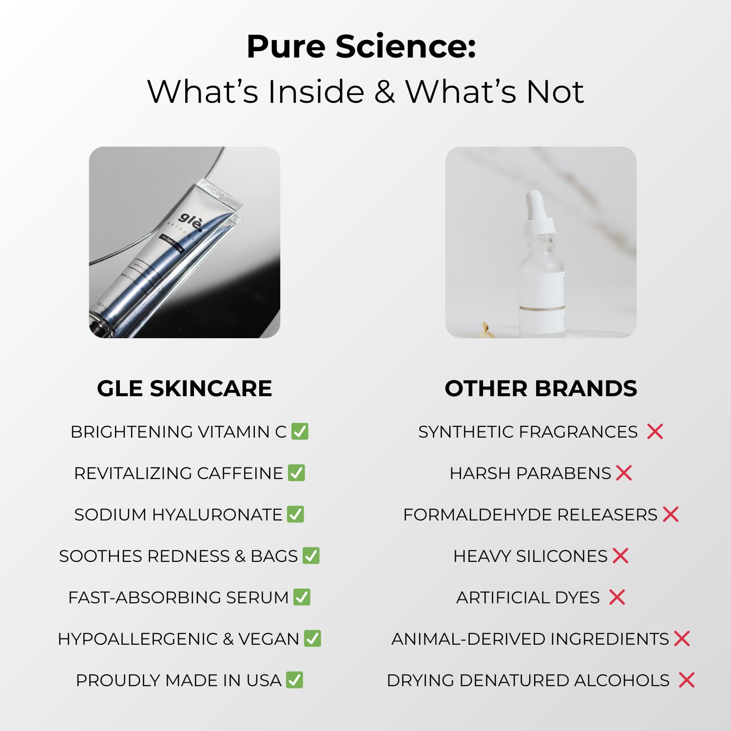 Gle Skincare serum de ojos, libre de fragancias, ideal para viajes.
