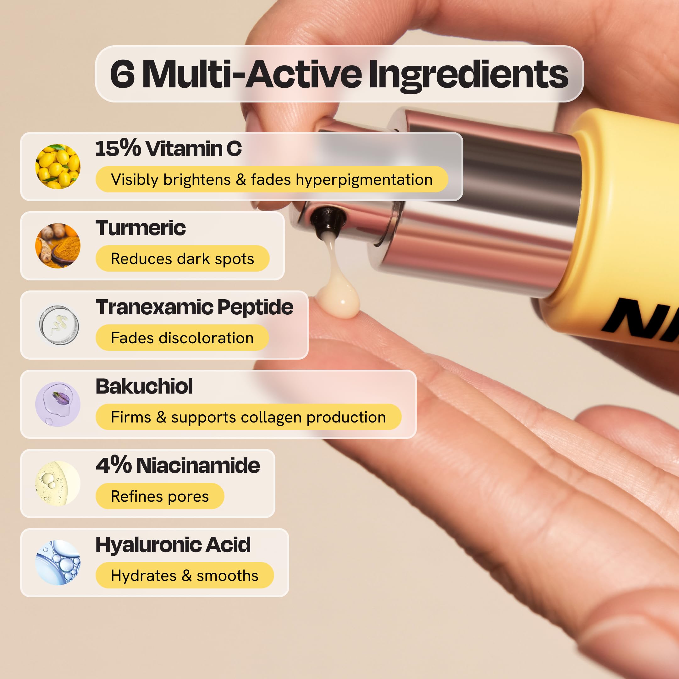 Gleamin Vitamina C 15% - fórmula vegana sin fragancias para piel sensible