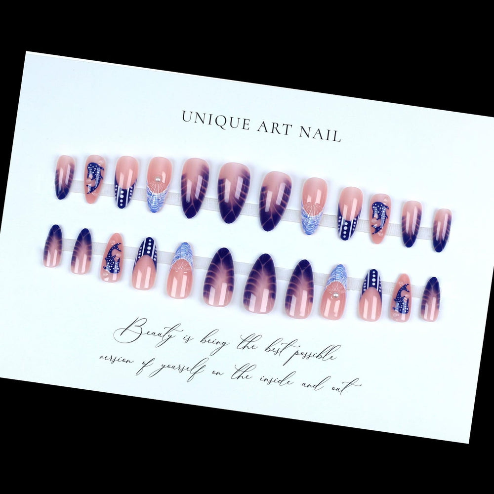 Gleamrain uñas postizas para verano, estilo almendra nude