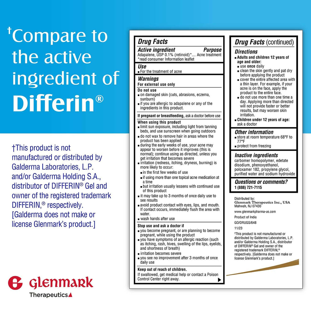 Aplicación diaria de Glenmark Adapalene Gel en piel propensa al acné.