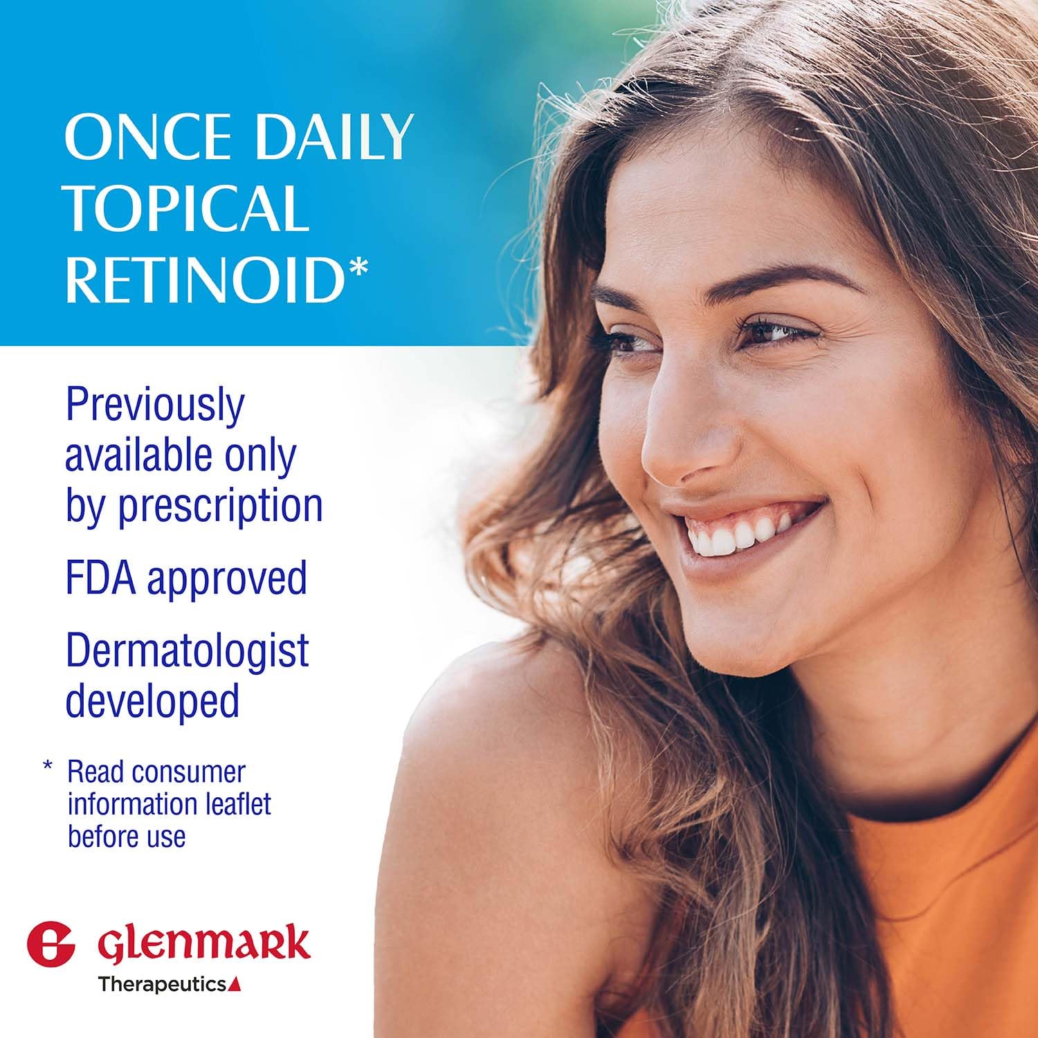 Glenmark Adapalene Gel dermatologicamente desarrollado para piel con acné.